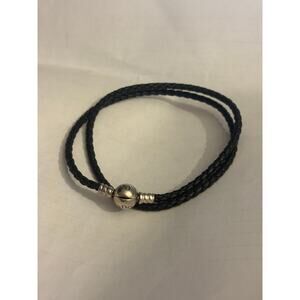 Authentic Pandora Black Leather Bracelet 8.5” ALE 925